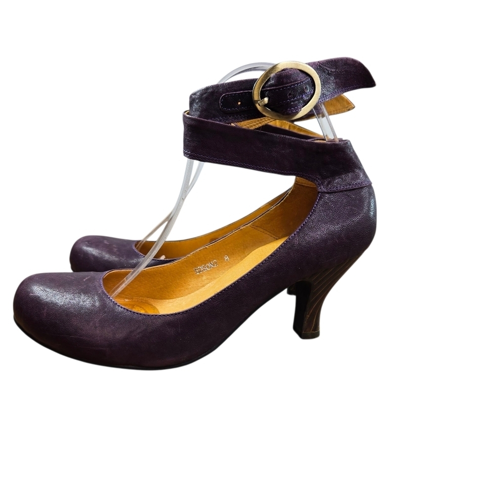 Vtg Jeffrey Campbell Edson 2 Purple Leather Ankle Strap Pumps Heels - Picture 2 of 14